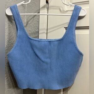 House of Harlow 1960 Sky Blue Ribbed Tank Top